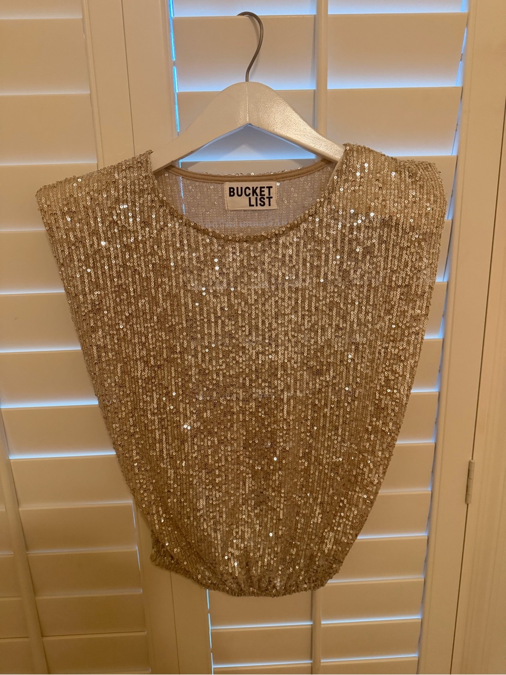 BUCKETLIST Gold Sequin Sleeveless Top